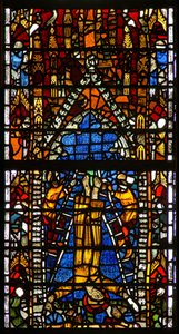 Window w38 depicting the crucifixion of St Peter