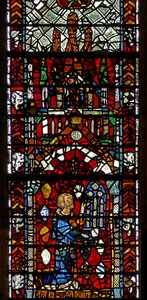 Window w39 depicting a donor giving the window