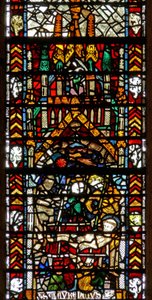 Window w39 depicting the martyrdom of St Lawrence