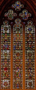 Window w42 depicting Peter de Dene window with scenes from the Life of St Catherine