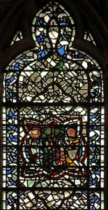 Window W57 depicting the Funeral of the Virgin Mary by English School