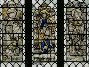 Window depicting St Andrew, St Gabriel, St Raphael by English School
