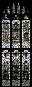 Window depicting the east end of north aisle by English School