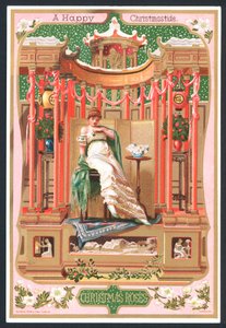 Winter Roses - Victorian Christmas card by English School