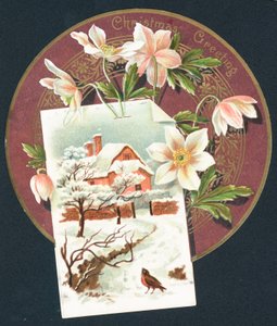 Winter Scene with Cottage and Robin by English School