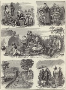 With the fruit gatherers by English School
