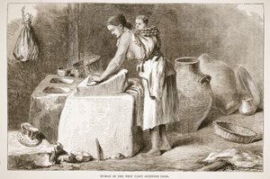 Woman of the West Coast grinding corn, illustration from The Pictorial Edition of the Life and Discoveries of David Livingstone by J. Ewing Richie by English School