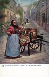 Woman selling herring from a barrow