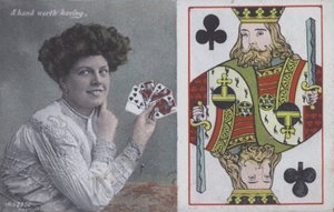 Woman with Playing Cards and the King of Clubs by English School