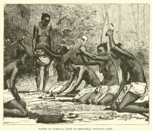 Women of Kambala (West of Benguela) pounding corn by English School