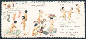Wooden Dolls Knitting, Playing and Dancing