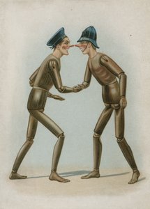 Wooden Puppets of a Sailor and Policeman