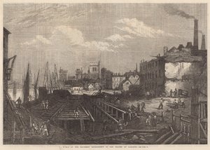 Works of the southern Embankment of the Thames at Lambeth by English School