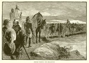Xerxes Crossing the Hellespont by English School