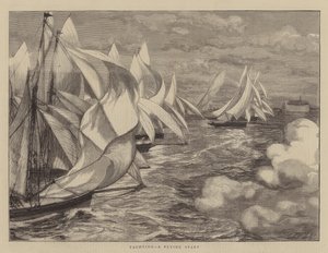Yachting, a Flying Start (engraving) by English School