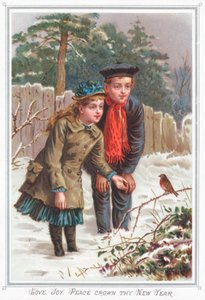 Young Couple looking at Robin by English School