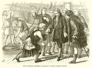 Young Moidart swearing Allegiance to Prince Charles Stuart by English School