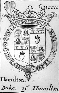 Playing card depicting the coat of arms of the Duke of Hamilton