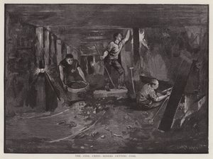 Miners working underground at the coal face