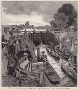 The end of the boating season: scene at Molesey Lock on the River Thames, Surrey