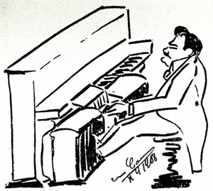Autocaricature of lyrical singer Enrico Caruso in the pianola