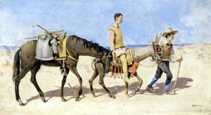 Don Quixote and Sancho Panza. Painting by Atalaya by Enrique Atalaya