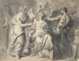 An Allegory of the Arts with Isis and Geometry Attending the Three-headed Figure of..., 17th century