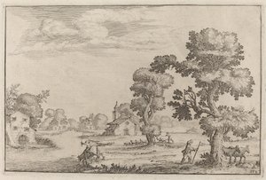 Lakeside Village with Herdsmen