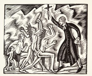 The Attack, from The Travels and Sufferings of Father Jean de Brebeuf by Eric Gill