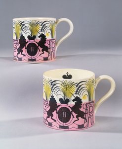A Pair of Wedgewood Mugs Commemorating the Coronation of Her Majesty Queen Elizabeth II