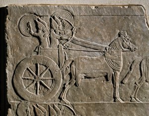Assyrian war chariot with charioteer by Erich Lessing
