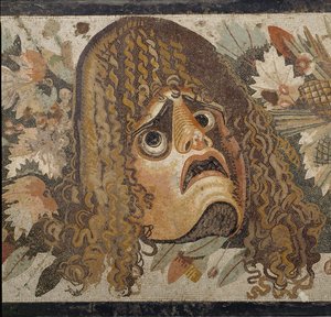 Festoon with masks, leaves, and fruit by Erich Lessing