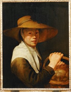 Young girl with a basket of eggs