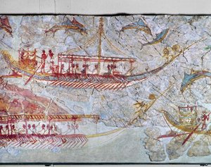 Ships Surrounded by Dolphins