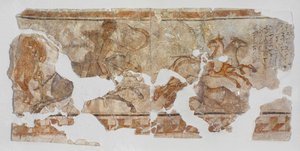 Wall Painting Depicting a Scene of a Hunt for Wild Donkeys by Erich Lessing