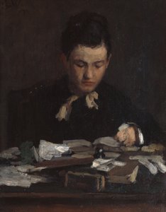 Reading young girl by Erik Theodor Werenskiold