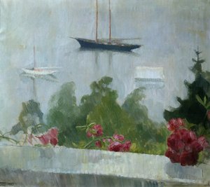 The Boat, Flowers on the Veranda by Erik Theodor Werenskiold