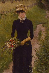Walking young woman by Erik Theodor Werenskiold