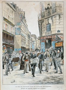 France, Paris, Newspaper vendor in rue du Croissant on corner of rue du Faubourg Montmartre in Paris by Ernest Grenier