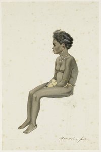 Portrait of a Daughter of the Orang Kaya (Village Chief) of Af(f)ara on the Island of Workai, Aru Islands, Southeast Moluccas by Ernest Alfred Hardouin (signed by artist)