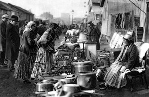 A view of the flea market at the entrance of St Ouen, Paris