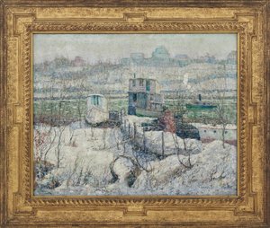 Boathouse, Winter, Harlem River, c.1916 by Ernest Lawson