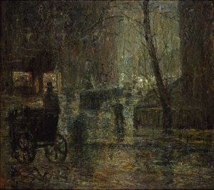 Wet Night, Gramercy Park (After Rain, Nocturne) by Ernest Lawson