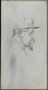 Sketchbook, page 13: Bust of a Man in Profile by Jean Louis Ernest Meissonier