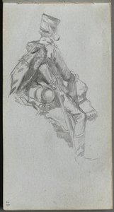 Sketchbook, Page 23: Seated Soldier by Jean Louis Ernest Meissonier