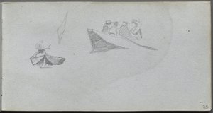 Sketchbook, Page 25: Studies of Figures in Boats