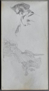 Sketchbook, Page 27: Detail Study for On a Terrace and Landscape Study