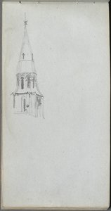 Sketchbook, Page 44: Church Spire by Jean Louis Ernest Meissonier
