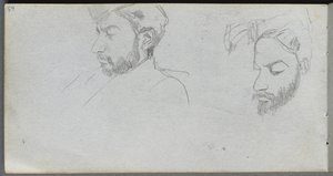 Sketchbook, page 65: Study of Faces in Profile