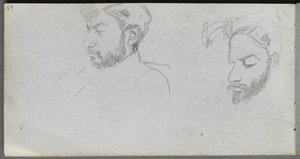 Sketchbook, Page 65: Study of Faces in Profile
